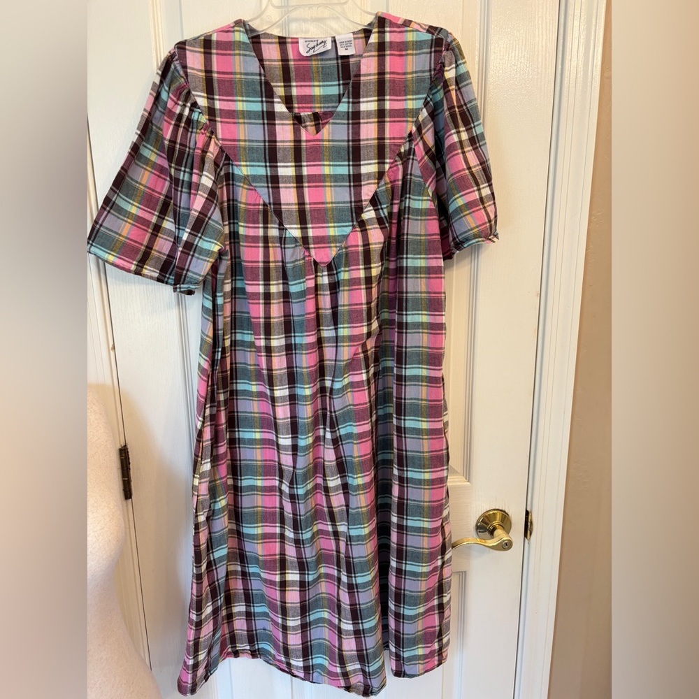 Vintage 100% Cotton Madrass Nightgown Housedress … - image 5